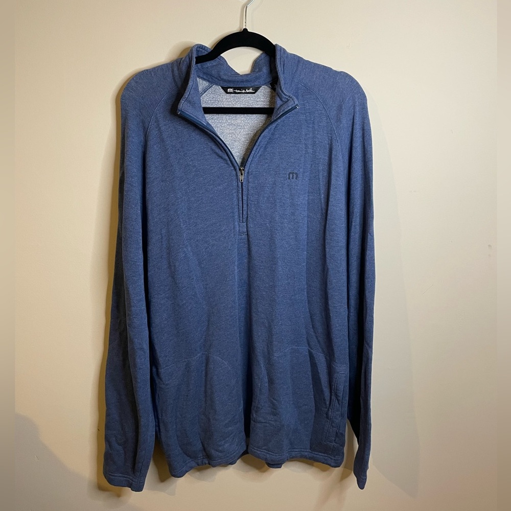 Travis Mathew Blue Modal Blend Soft Quarter Zip Pullover Sweater Sweatshirt